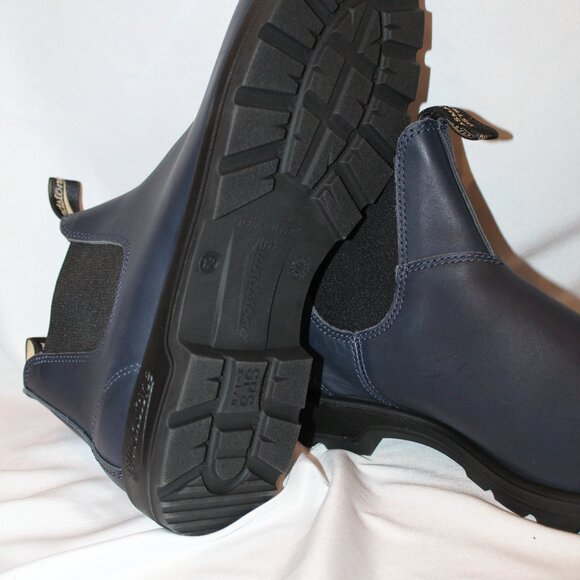 BLUNDSTONE MEN'S 2246 LEATHER CHELSEA BOOTS WATER RESISTANT NAVY BLUE - Picture 8 of 8